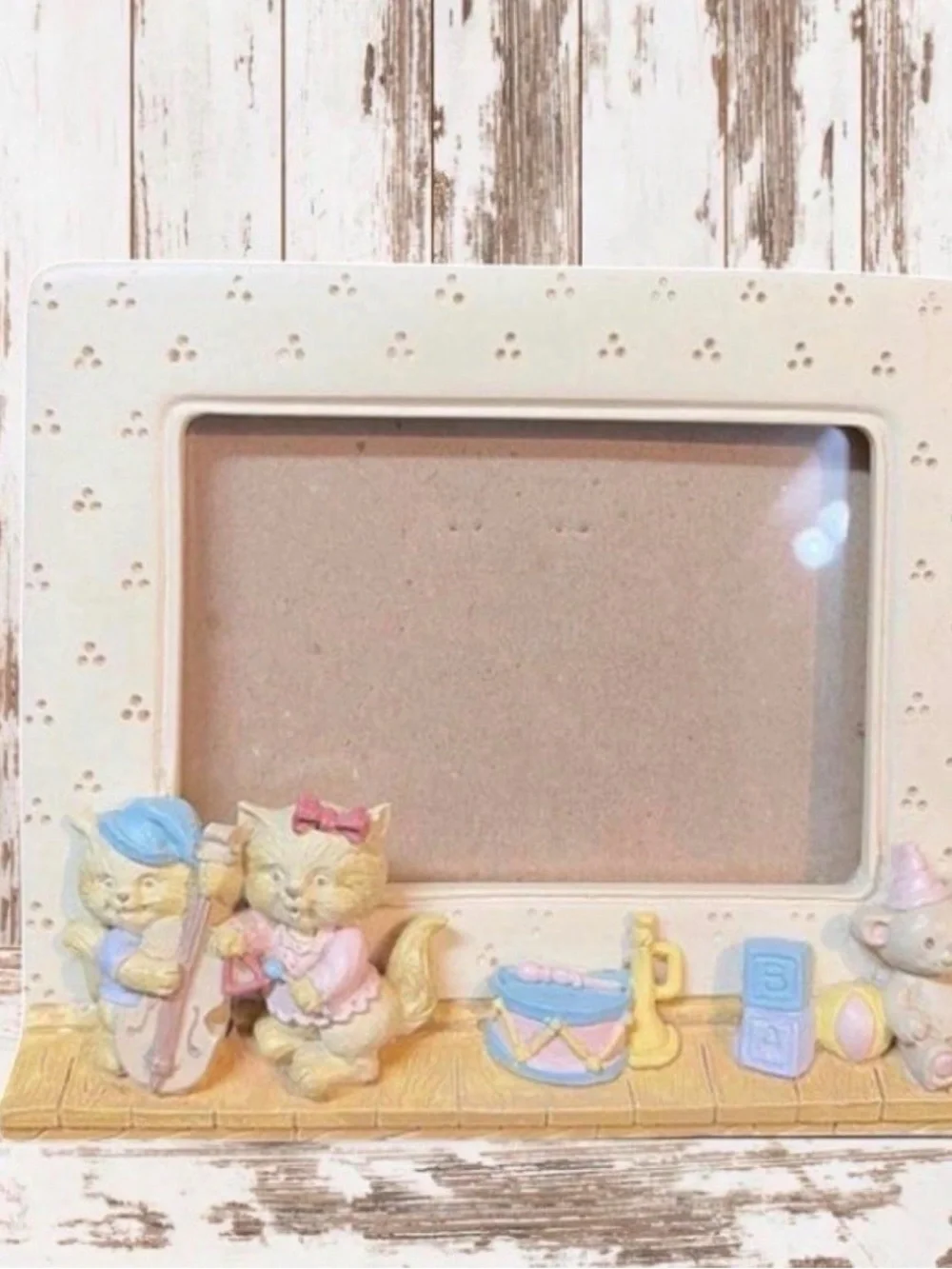 Burnes Of Boston Cream and Pastel Nursery Cat Trim Picture Frame